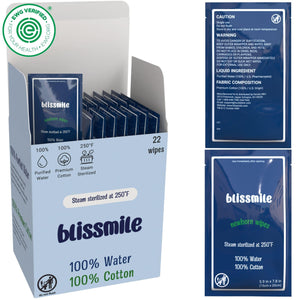 Blissmile Wipes With 100% Water - Unscented & Individually Wrapped