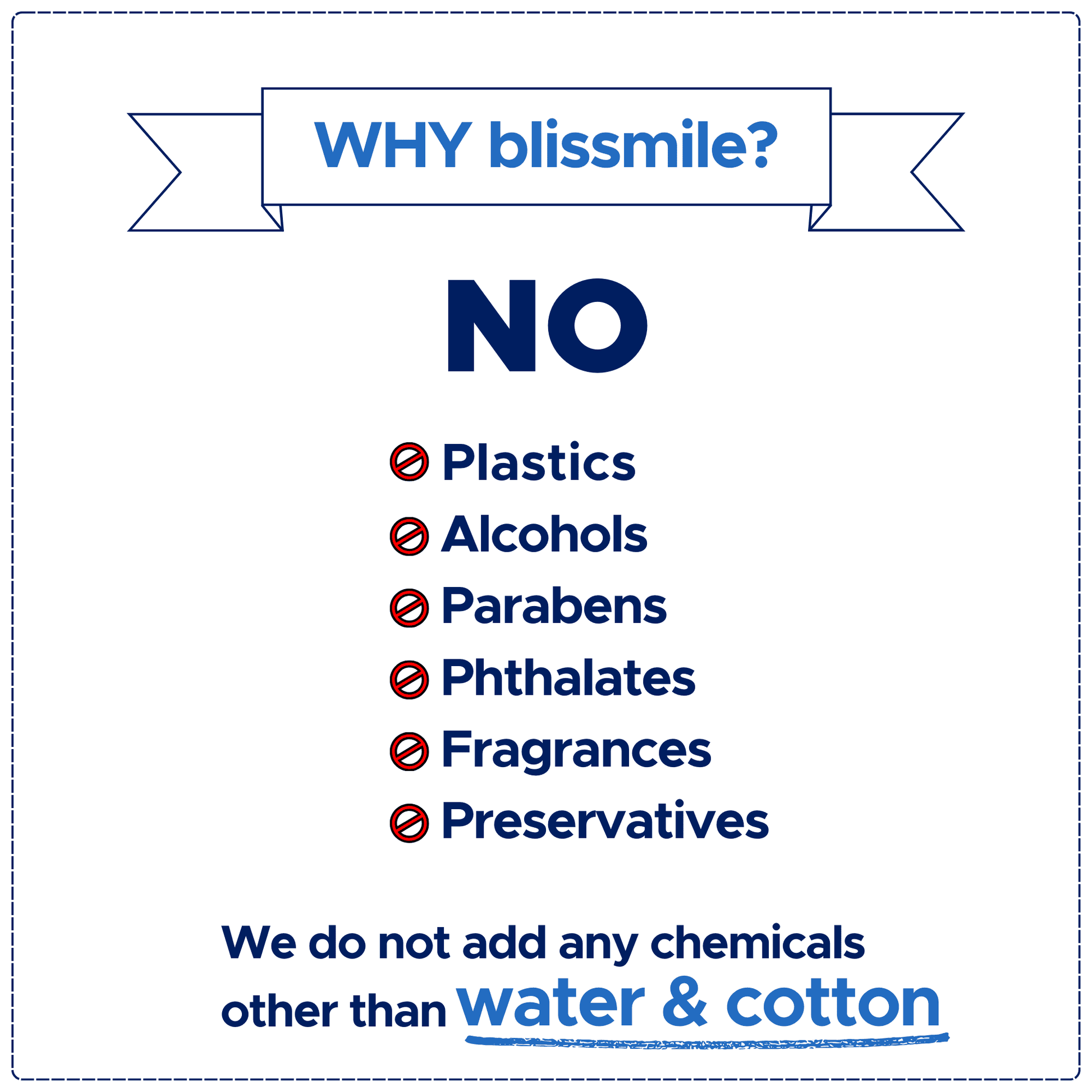 Blissmile Wipes With 100% Water - Unscented & Individually Wrapped